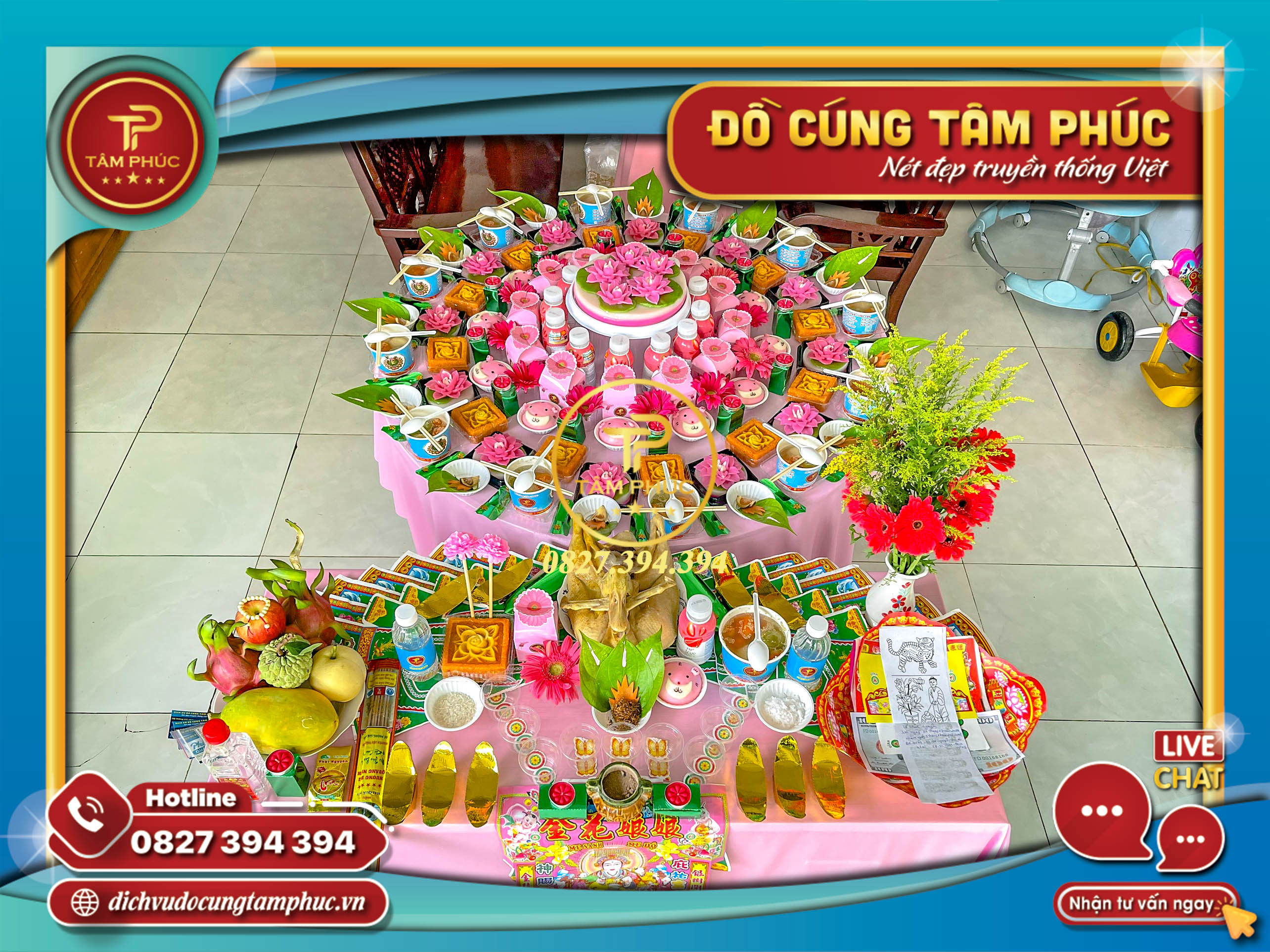 Mâm cúng Căn - Đầy Tháng - Thôi Nôi cho các bé theo tone MÀU.